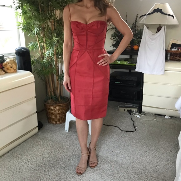 Red Bustier Corset Cocktail Dress - Picture 1 of 7